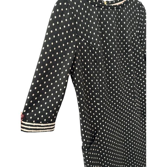 Boden Dott Polka Dot Quilted Sweater Shift Dress Black White Size 10 Long - Picture 6 of 13